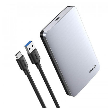 Външна адаптерна кутия Ugreen за HDD SSD 2.5'' SATA 3.0 6Gbps + кабел USB Type A / USB Type C 0.5m (CM300) сива
