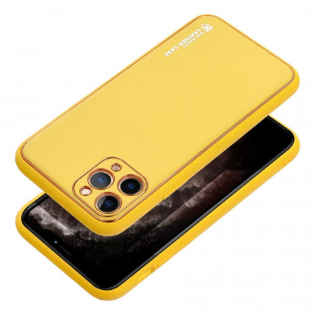 Гръб от еко кожа FORCELL Leather - iPhone 15 Plus жълт