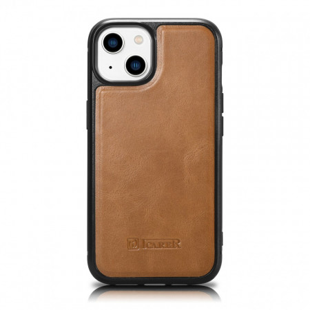 Гръб от естествена кожа iCARER Leather Oil Wax MagSafe - iPhone 14 кафяв