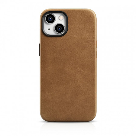 Гръб от естествена кожа iCARER Leather Oil Wax Premium MagSafe - iPhone 14 Plus кафяв