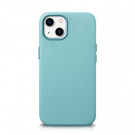 Гръб от естествена кожа iCARER Litchi Premium MagSafe - iPhone 14 зелен - Img 1