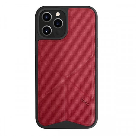 Гръб със стойка UNIQ Transforma - iPhone 12 / 12 Pro червен