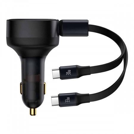Зарядно за кола BASEUS Enjoyment 2в1 33W 2x USB Type C черно