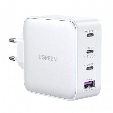 Зарядно за стена UGREEN GaN 100W USB Type A / 3x USB Type C PPS (CD226) бяло