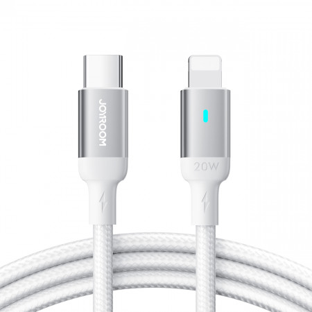 Кабел за зареждане и данни с оплетка JOYROOM A10 USB Type C към Lightning 20W 2m бял (S-CL020A10)