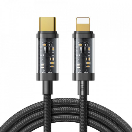 Кабел за зареждане и данни с оплетка JOYROOM USB Type C към Lightning 20W S-CL020A12 1.2m-Black