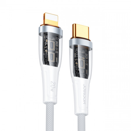 Кабел за зареждане и данни JOYROOM USB Type C към Lightning с бързо зареждане и smart switch 20W 1.2m бял (S-CL020A3)