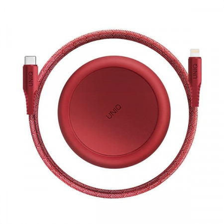Кабел за зареждане и данни UNIQ MFi Halo USB Type C към Lightning 2.4A 18W 1.2m червен - Img 1