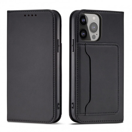 Калъф тип книга с външен джоб Magnet Card - iPhone 14 Pro Max черен