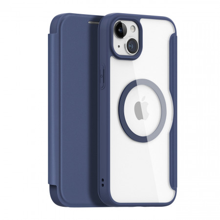 Калъф тип книга с прозрачен гръб DUX DUCIS Skin X Pro MagSafe - iPhone 15 Plus син - Img 1