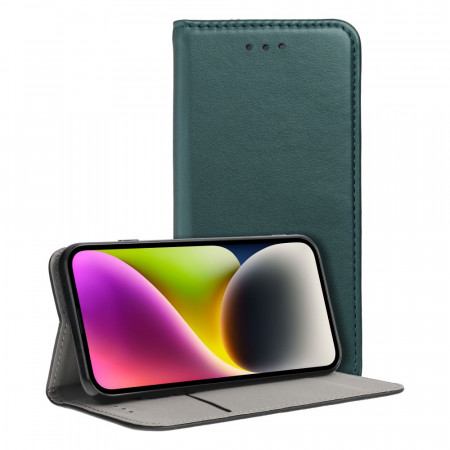 Калъф тип книга Smart Magneto - iPhone 15 Plus тъмнозелен