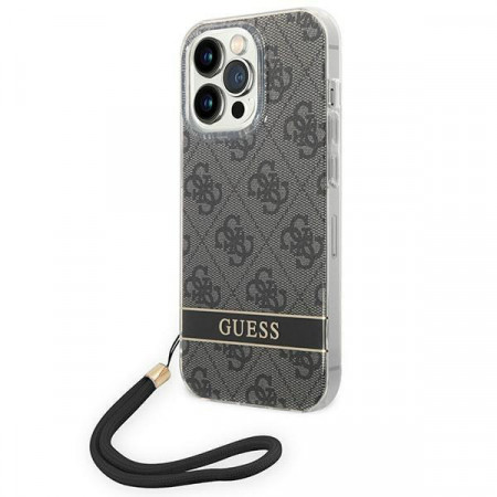 Оригинален гръб с гривна GUESS 4G Print Strap GUOHCP14LH4STK - iPhone 14 Pro черен - Img 1