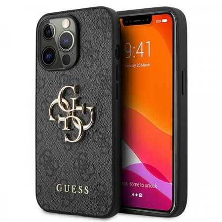 Оригинален гръб GUESS 4G Big Metal Logo GUHCP13X4GMGGR - iPhone 13 Pro Max сив - Img 1