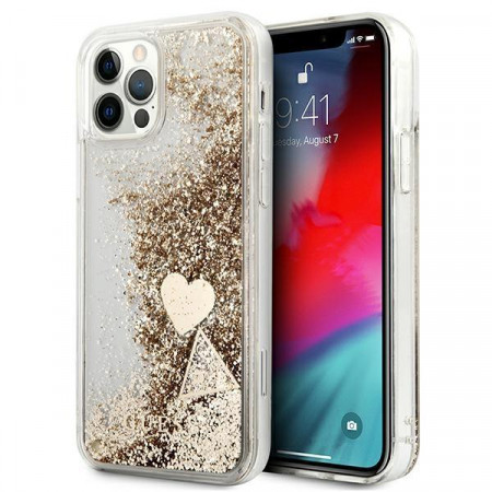 Оригинален гръб GUESS Glitter Charms GUOHCP12MGLHFLGO - iPhone 12 / 12 Pro златист