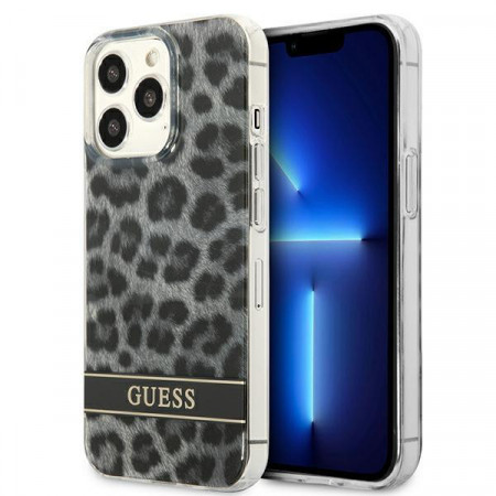 Оригинален гръб GUESS Leopard GUHCP13LHSLEOK - iPhone 13 Pro сив