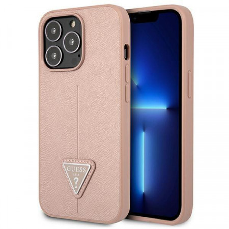 Оригинален гръб GUESS Saffiano Triangle Logo GUHCP13LPSATLP - iPhone 13 Pro розов
