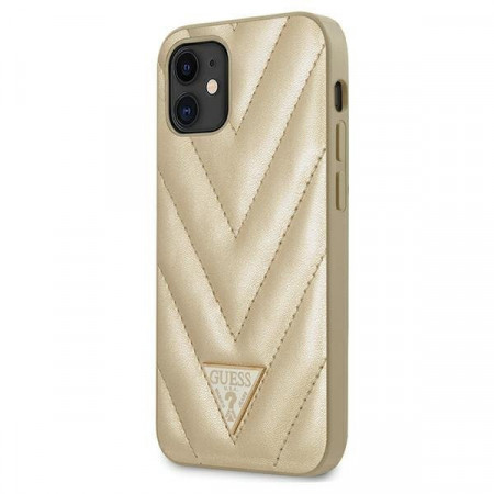 Оригинален гръб GUESS V-Quilted GUHCP12SPUVQTMLBE - iPhone 12 mini златист