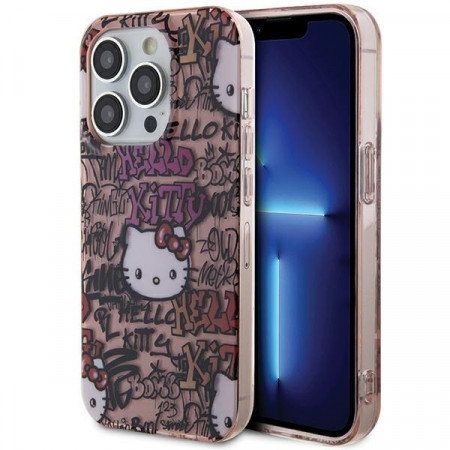 Оригинален гръб Hello Kitty IML Tags Graffiti - iPhone 13 Pro розов