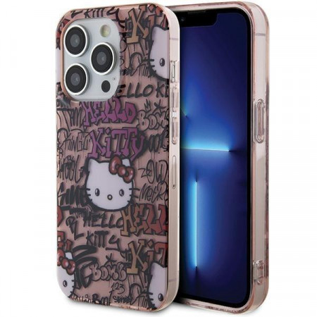Оригинален гръб Hello Kitty IML Tags Graffiti - iPhone 15 Pro розов