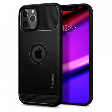 Оригинален гръб SPIGEN Rugged Armor - iPhone 12 / 12 Pro черен мат