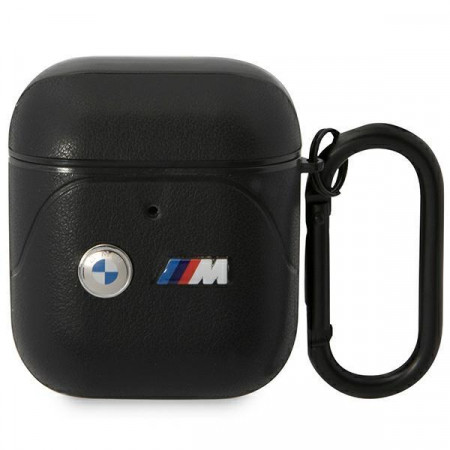 Оригинален калъф за слушалки BMW Leather Curved Line BMA222PVTK - AirPods 1 / 2 черен