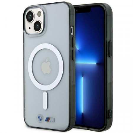 Оригинален твърд гръб BMW Silver Ring MagSafe BMHMP14SHCRS - iPhone 14 прозрачен