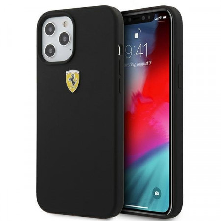 Оригинален твърд гръб FERRARI Track Silicone FESSIHCP12LBK - iPhone 12 Pro Max черен