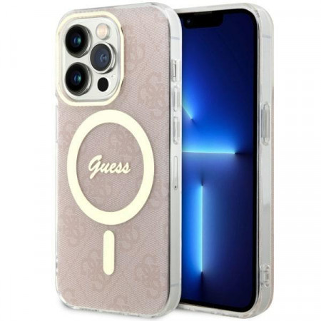 Оригинален твърд гръб GUESS 4G GUHMP14LH4STP - iPhone 14 Pro розов
