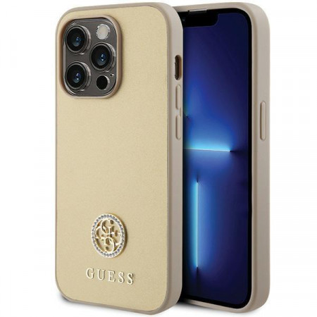 Оригинален твърд гръб GUESS Strass Metal Logo GUHCP15XPS4DGPD - iPhone 15 Pro Max златист