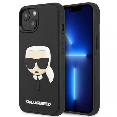 Оригинален твърд гръб KARL LAGERFELD 3D Rubber Karl's Head KLHCP14MKH3DBK - iPhone 14 Plus черен