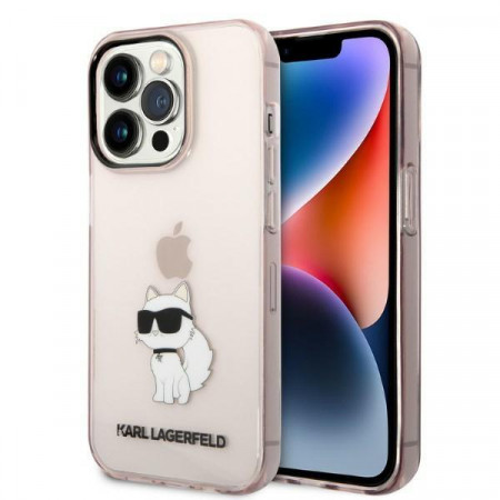 Оригинален твърд гръб KARL LAGERFELD Ikonik Choupette KLHCP14LHNCHTCP - iPhone 14 Pro розов