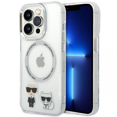 Оригинален твърд гръб KARL LAGERFELD Karl & Choupette Aluminum MagSafe KLHMP14XHKCT - iPhone 14 Pro Max прозрачен / прозрачен