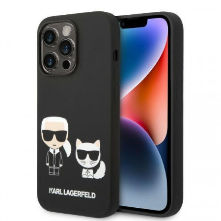 Оригинален твърд гръб KARL LAGERFELD Liquid Silicone Karl & Choupette KLHMP14LSSKCK MagSafe - iPhone 14 Pro черен