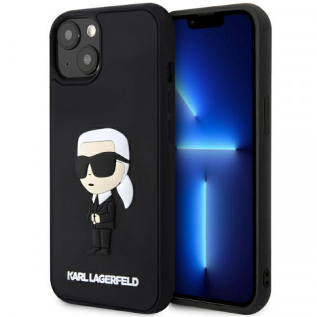Оригинален твърд гръб KARL LAGERFELD Rubber Ikonik 3D KLHCP14M3DRKINK - iPhone 14 Plus черен