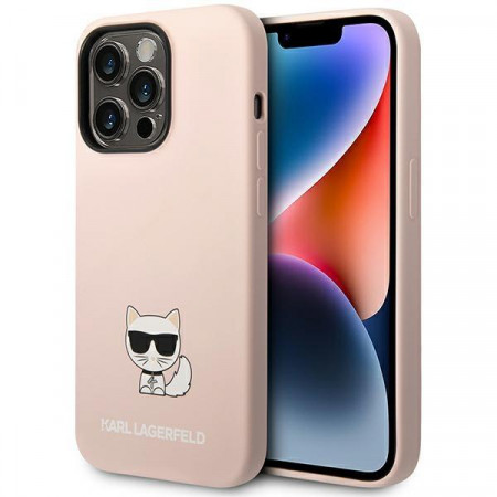 Оригинален твърд гръб KARL LAGERFELD Silicone Choupette Body KLHCP14XSLCTPI - iPhone 14 Pro Max светлорозов