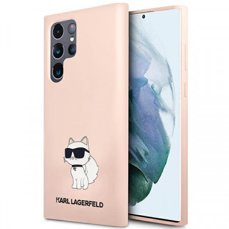 Оригинален твърд гръб KARL LAGERFELD Silicone Choupette KLHCS23LSNCHBCP - Samsung Galaxy S23 Ultra розов