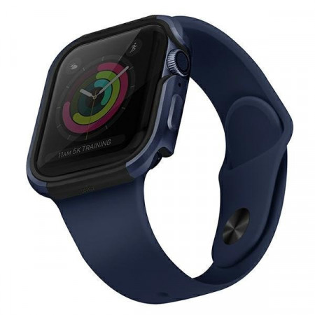 Подсилен алуминиев калъф за корпус UNIQ Valencia - Apple Watch 40mm SE / 40mm Series 6 / 40mm Series 5 / 40mm Series 4 син