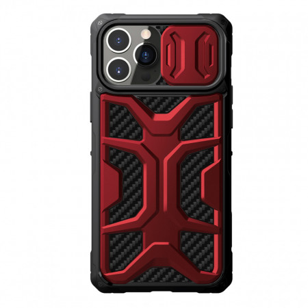 Подсилен гръб с подвижно покритие за камерата NILLKIN Adventruer - iPhone 13 Pro Max червен