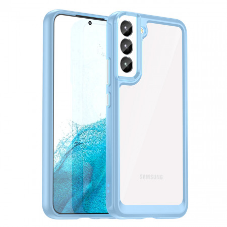 Прозрачен гръб с гел рамка Outer Space - Samsung Galaxy S23+ син