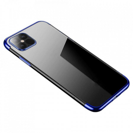 Прозрачен силиконов гръб с цветен кант Clear Color - iPhone 13 mini син