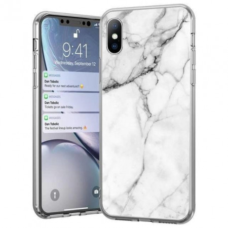 Силиконов гръб WOZINSKY Marble - Samsung Galaxy S21+ 5G бял
