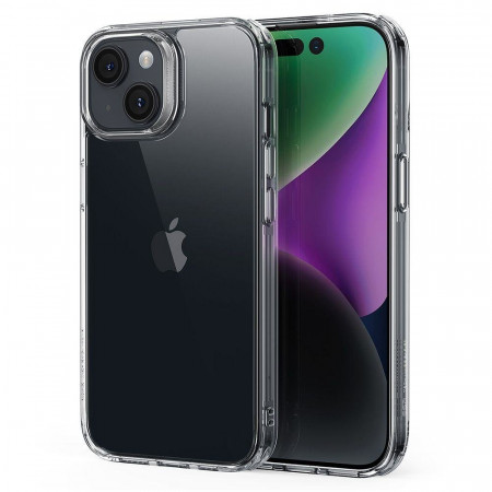 Стъклен гръб с подсилени силиконови ръбове ESR Ice Shield - iPhone 15 Plus прозрачен