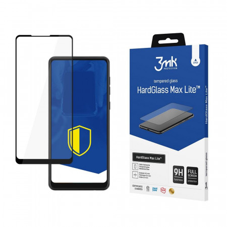 Стъклен протектор с пълно покритие 3mk Hard Glass Max Lite - Samsung Galaxy A21s с черна рамка