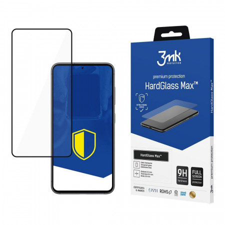 Стъклен протектор с пълно покритие 3mk Hard Glass Max - Samsung Galaxy S24+ с черна рамка