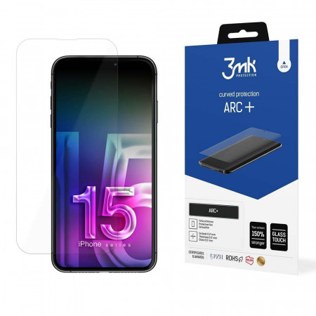 Ултратънък гъвкав протектор с пълно покритие 3mk ARC+ - iPhone 15 Plus