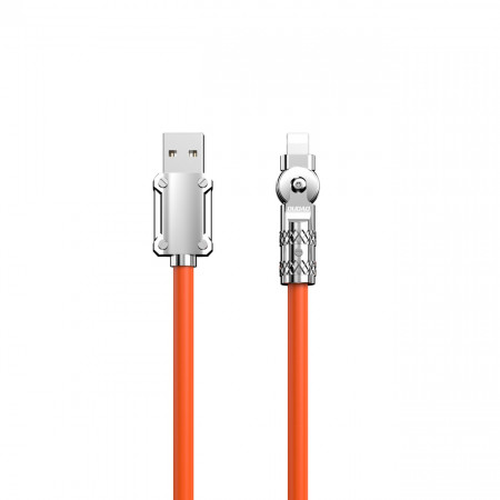 180° кабел за зареждане и данни DUDAO USB Type A към Lightning 30W 1m оранжев - Img 1