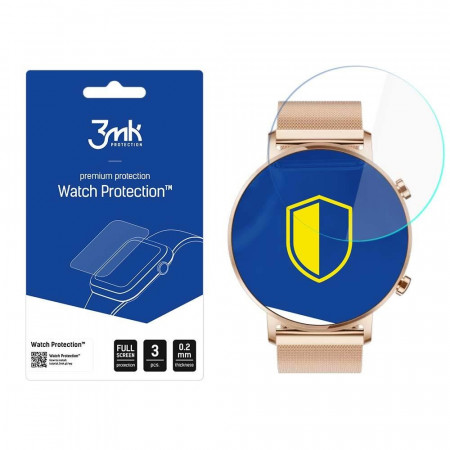 3 бр. гъвкав протектор с пълно покритие 3mk Watch Protection v. ARC+ - Huawei Watch GT 2 42mm