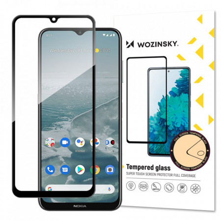 5D Full Glue закален стъклен протектор с пълно покритие WOZINSKY съвместим с гръб - Nokia G10 / G20 с черна рамка