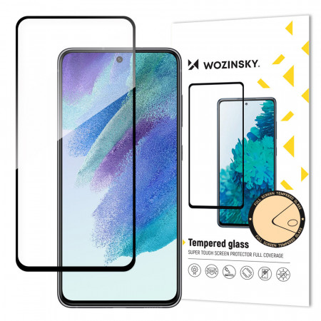 5D Full Glue закален стъклен протектор с пълно покритие WOZINSKY съвместим с гръб - Samsung Galaxy S21 FE 5G с черна рамка