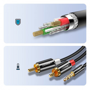 Аудио кабел UGREEN жак 3.5mm към 2х RCA (чинч) 3m черен (10590) - Img 4